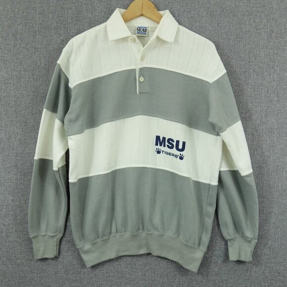 Gear For Sports Other - Vintage 90s Memphis State Tigers Rugby Pullover Sweatshirt M Gray White